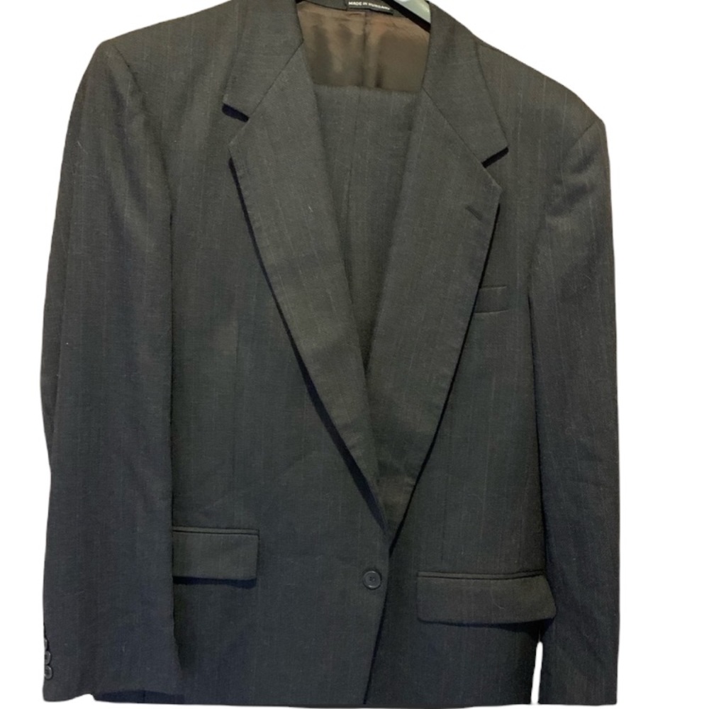 Men’s Merit vintage tailored wool suit jacket sport coat 46L matching trousers